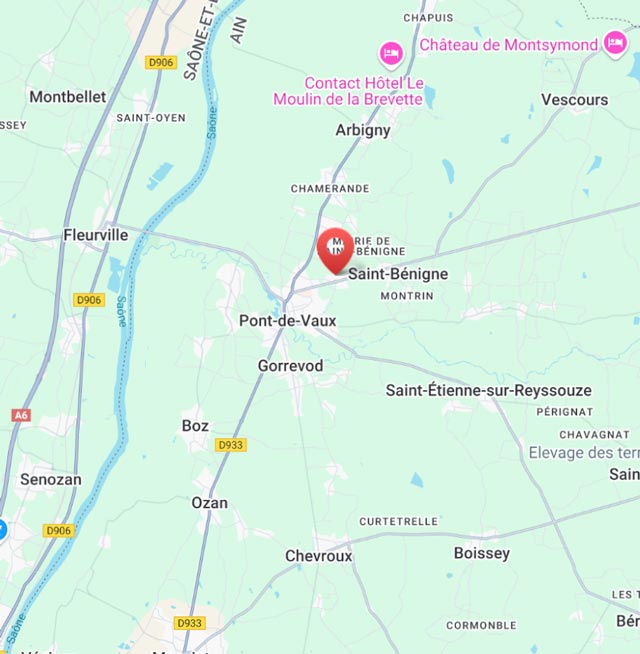 Carte géographique pour situer Saint-Bénigne